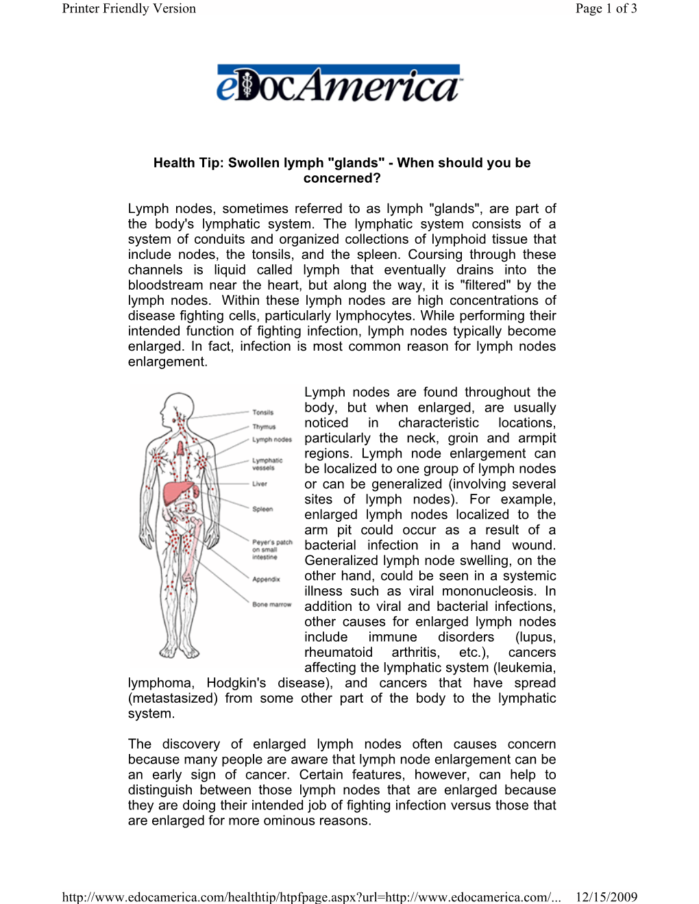 Health Tip: Swollen Lymph 