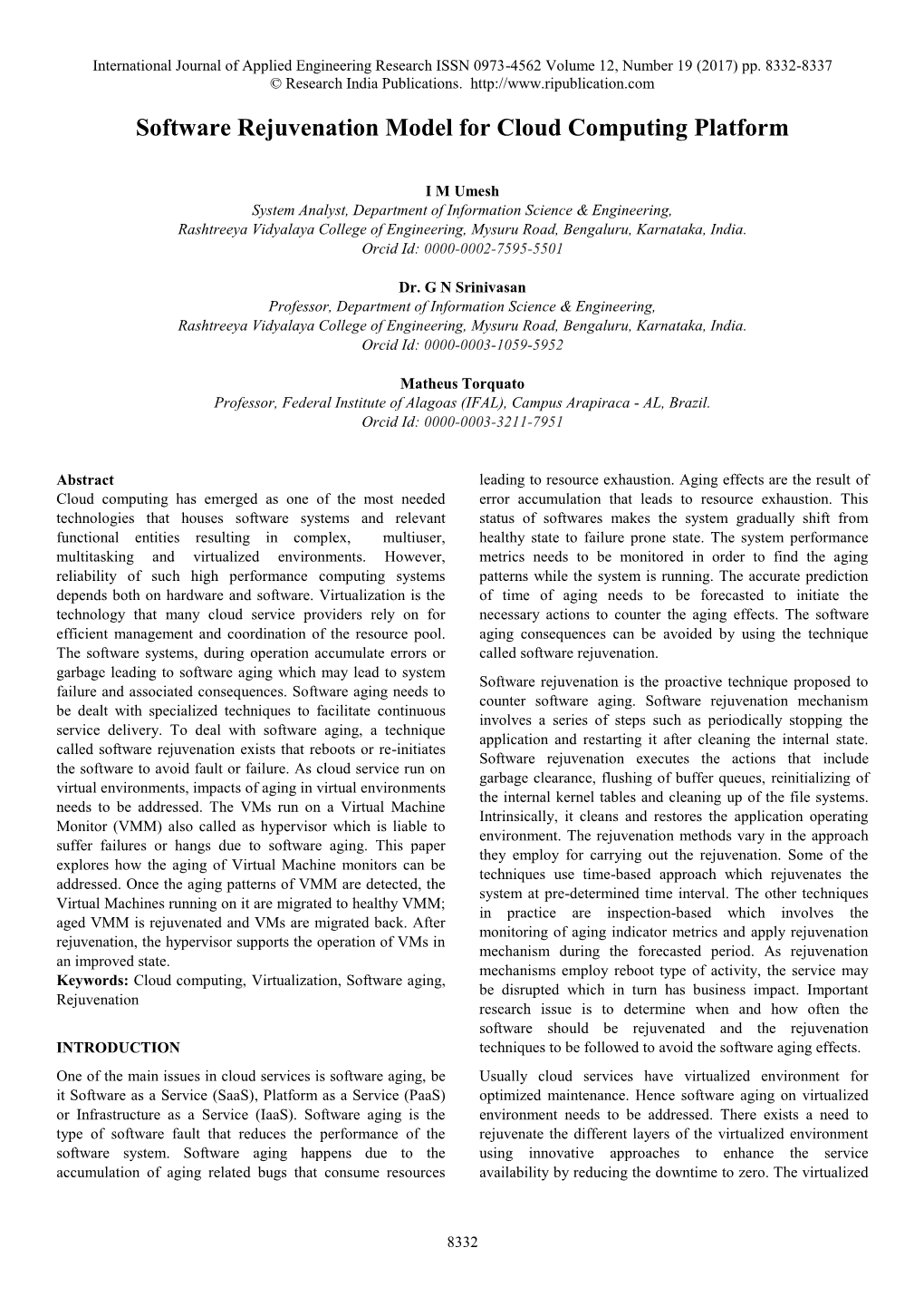 Software Rejuvenation Model for Cloud Computing Platform