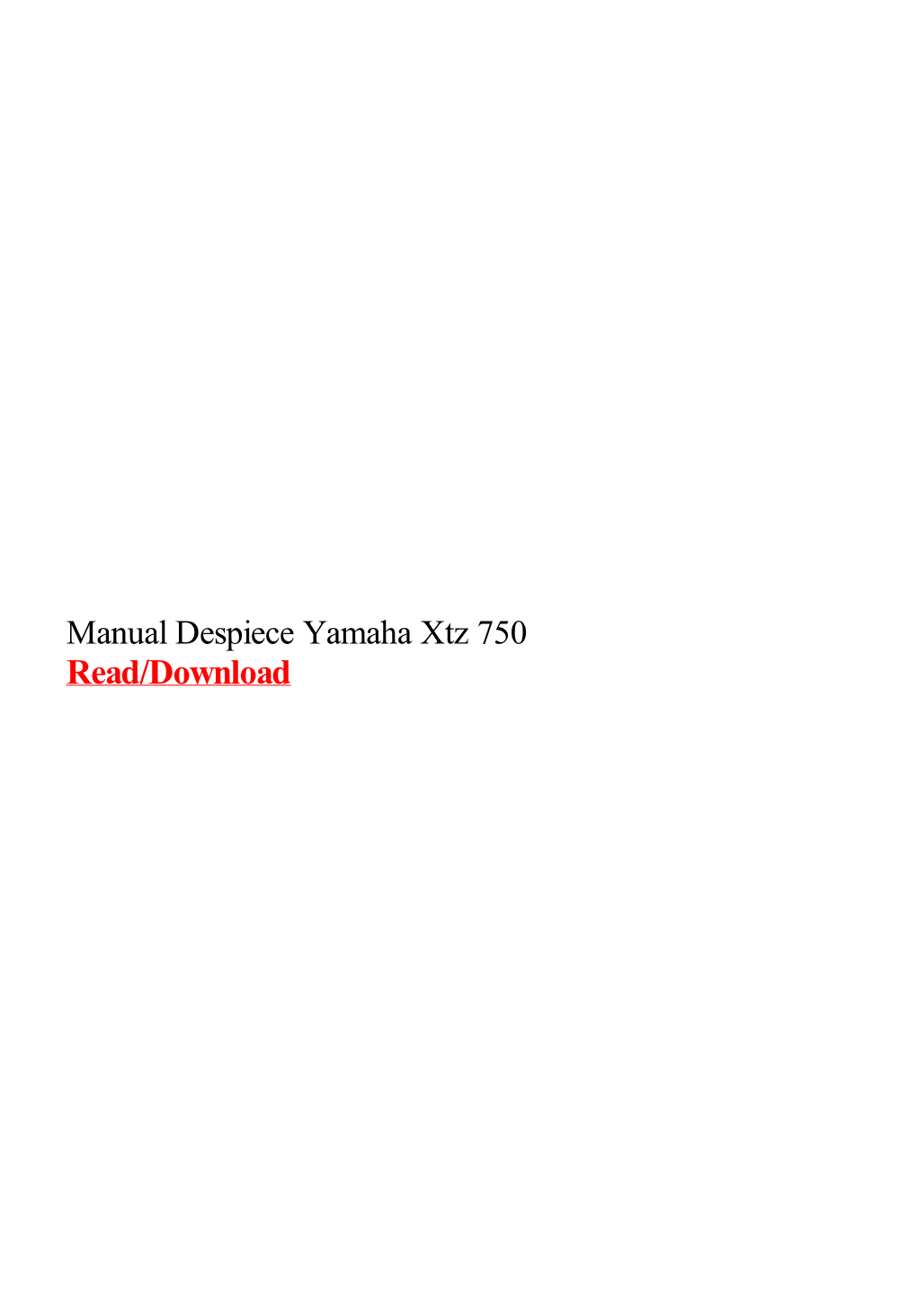 Manual Despiece Yamaha Xtz 750