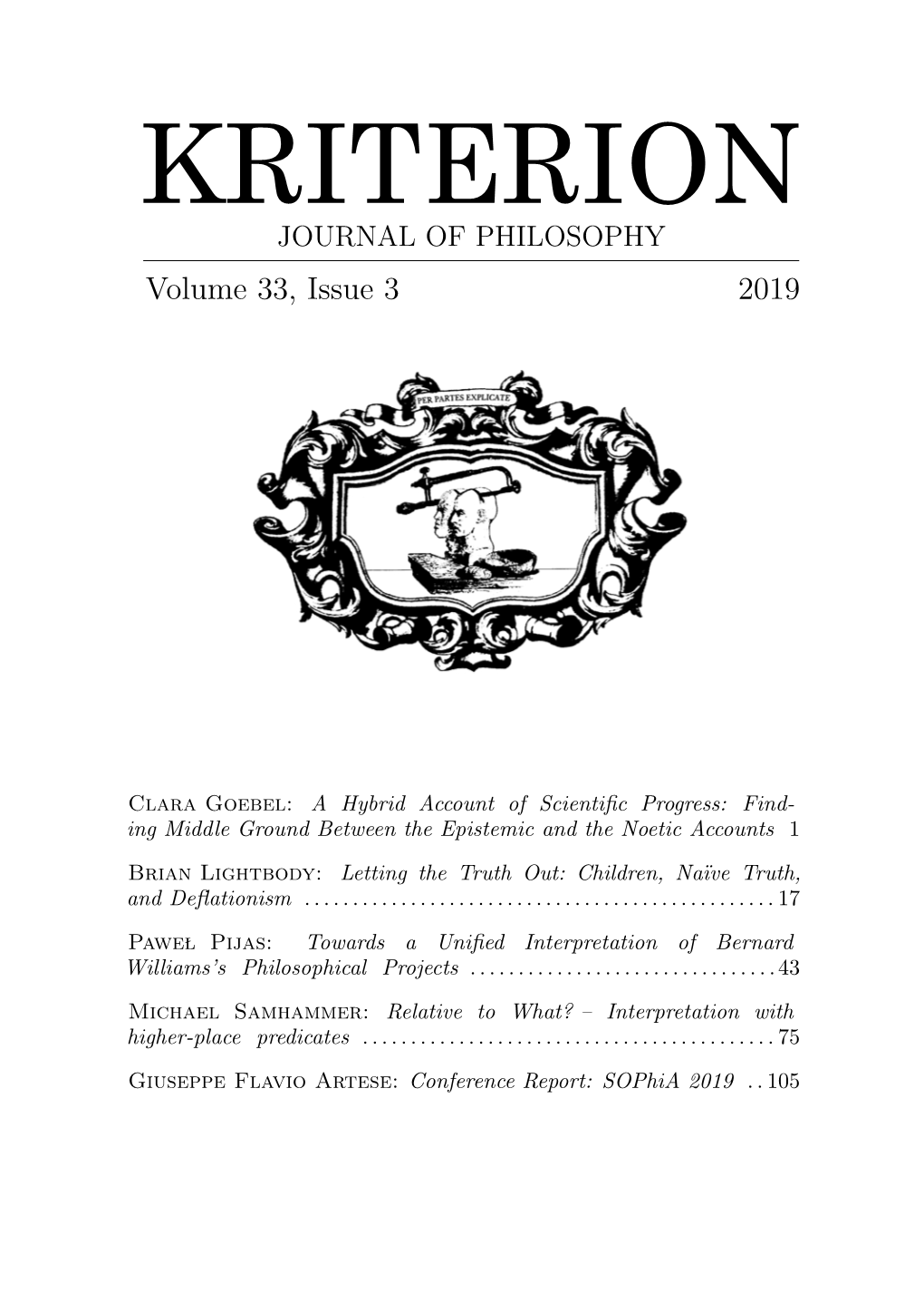 KRITERION | Journal of Philosophy