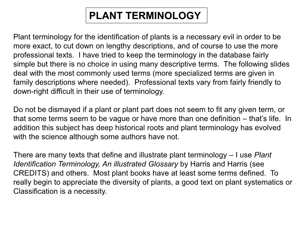 Plant Terminology