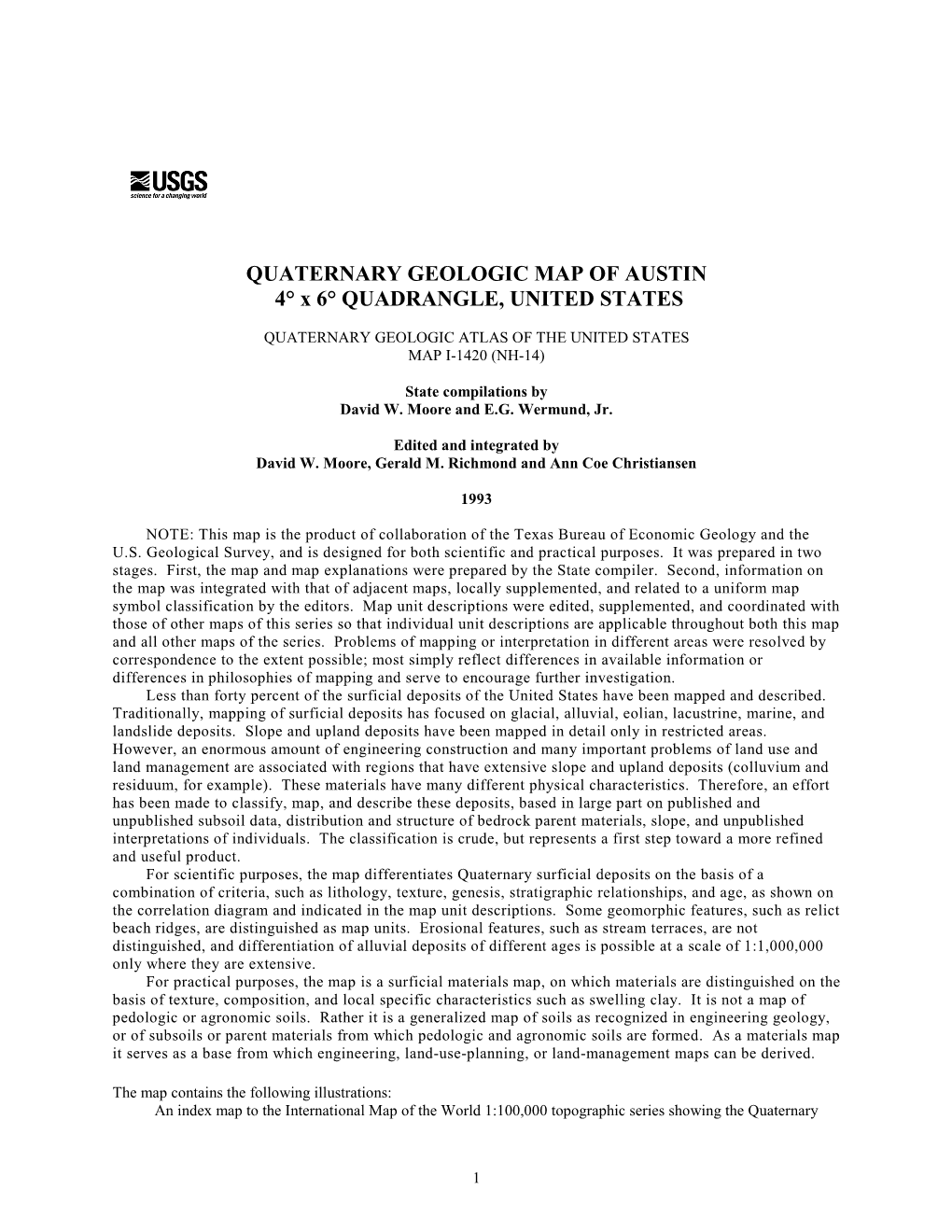 QUATERNARY GEOLOGIC MAP of AUSTIN 4° X 6° QUADRANGLE, UNITED STATES