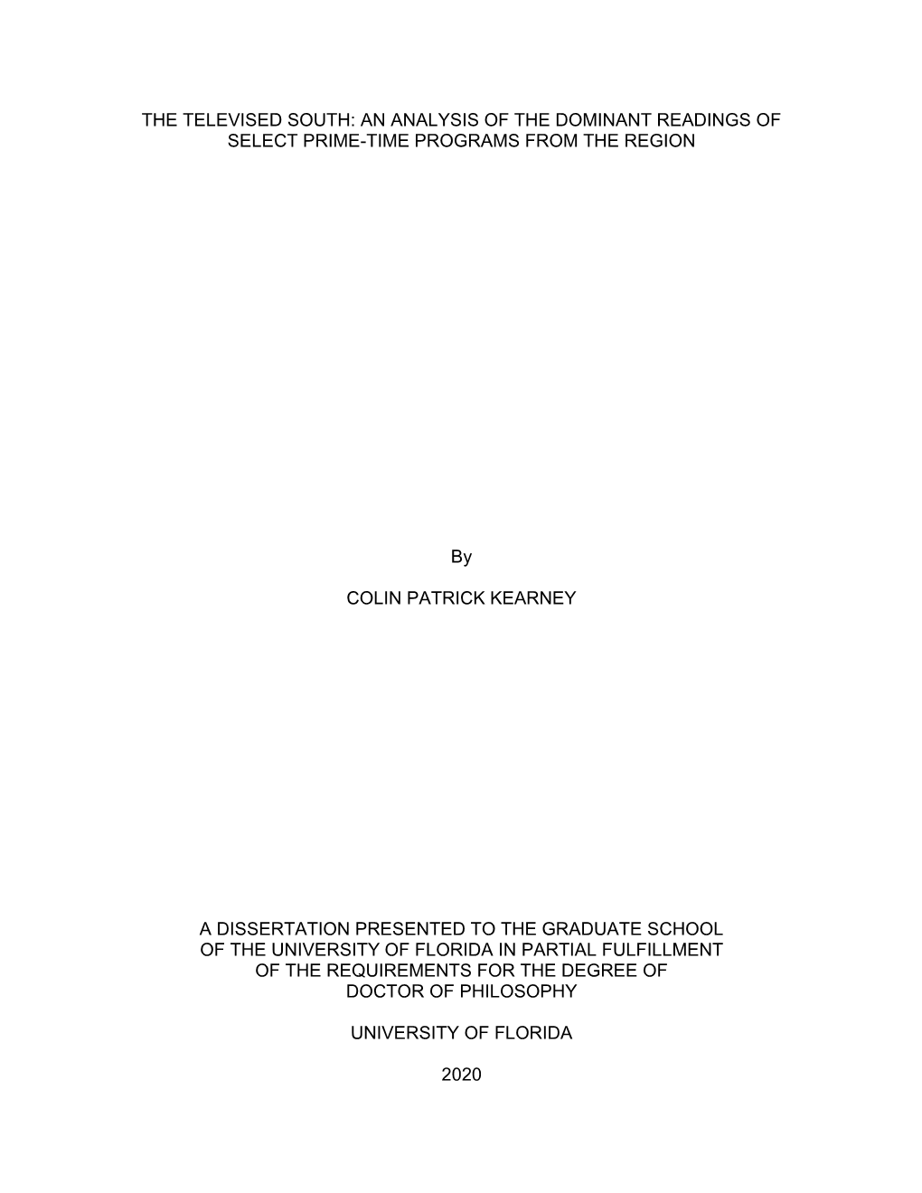 University of Florida Thesis Or Dissertation Formatting