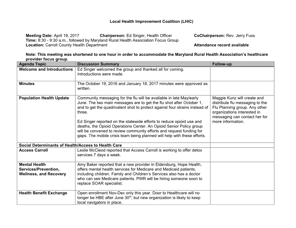 Local Health Improvement Team