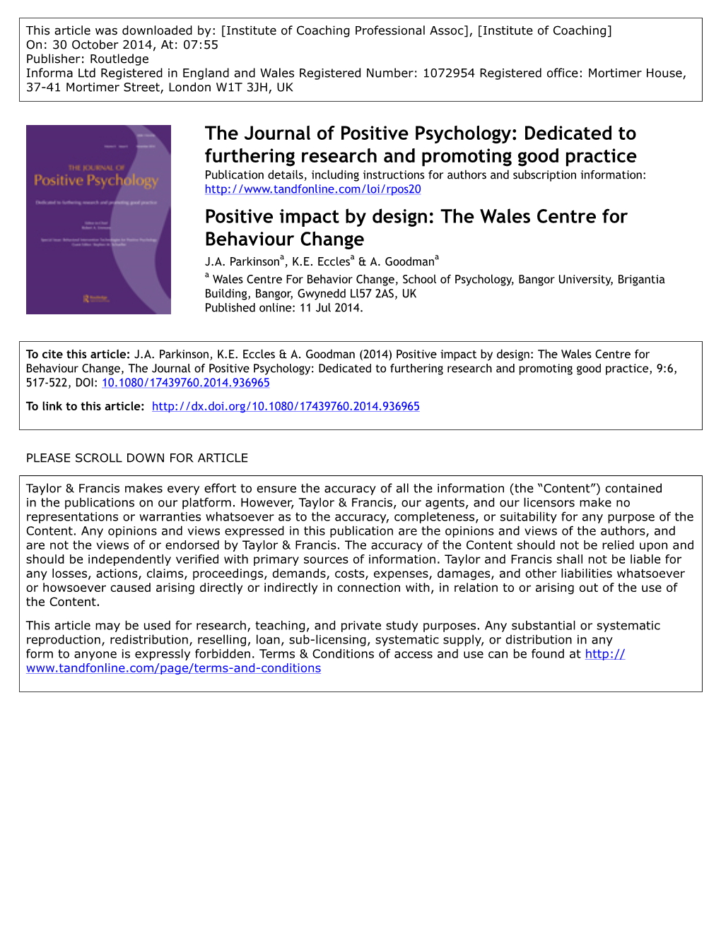 The Journal of Positive Psychology