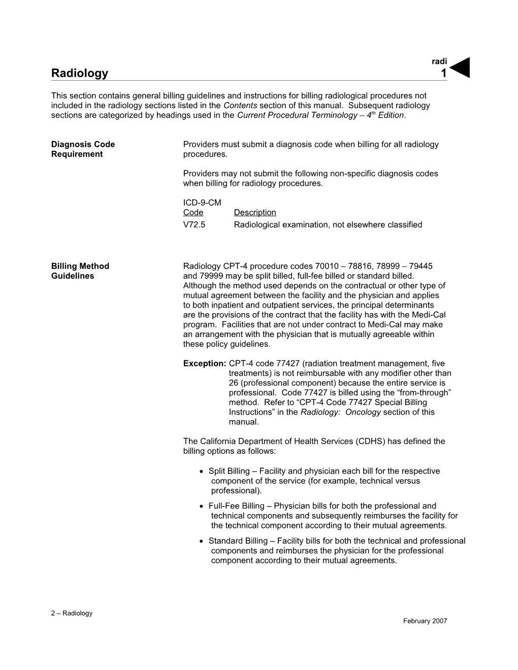 Diagnosis Code Providers Must Submit a Diagnosis Code When Billing for All Radiology