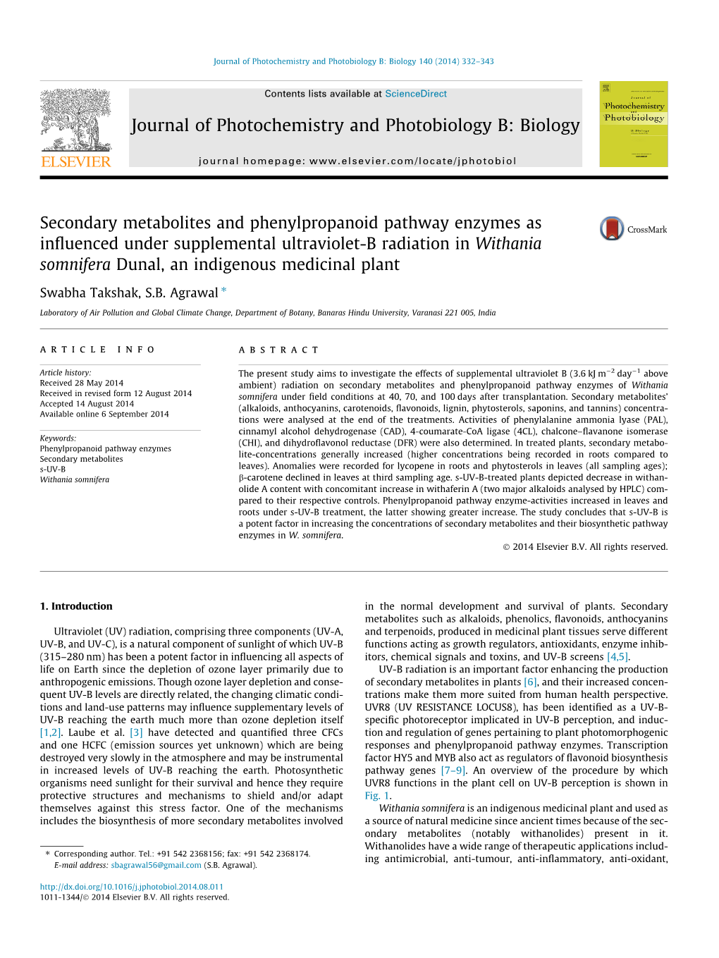 Secondary Metabolites and Phenylpropanoid Pathway Enzymes