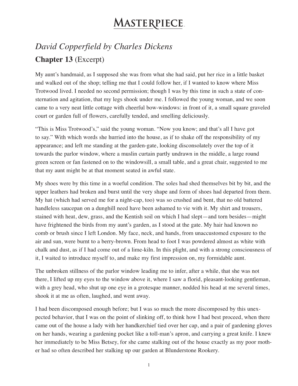 David Copperfield by Charles Dickens Chapter 13 (Excerpt)