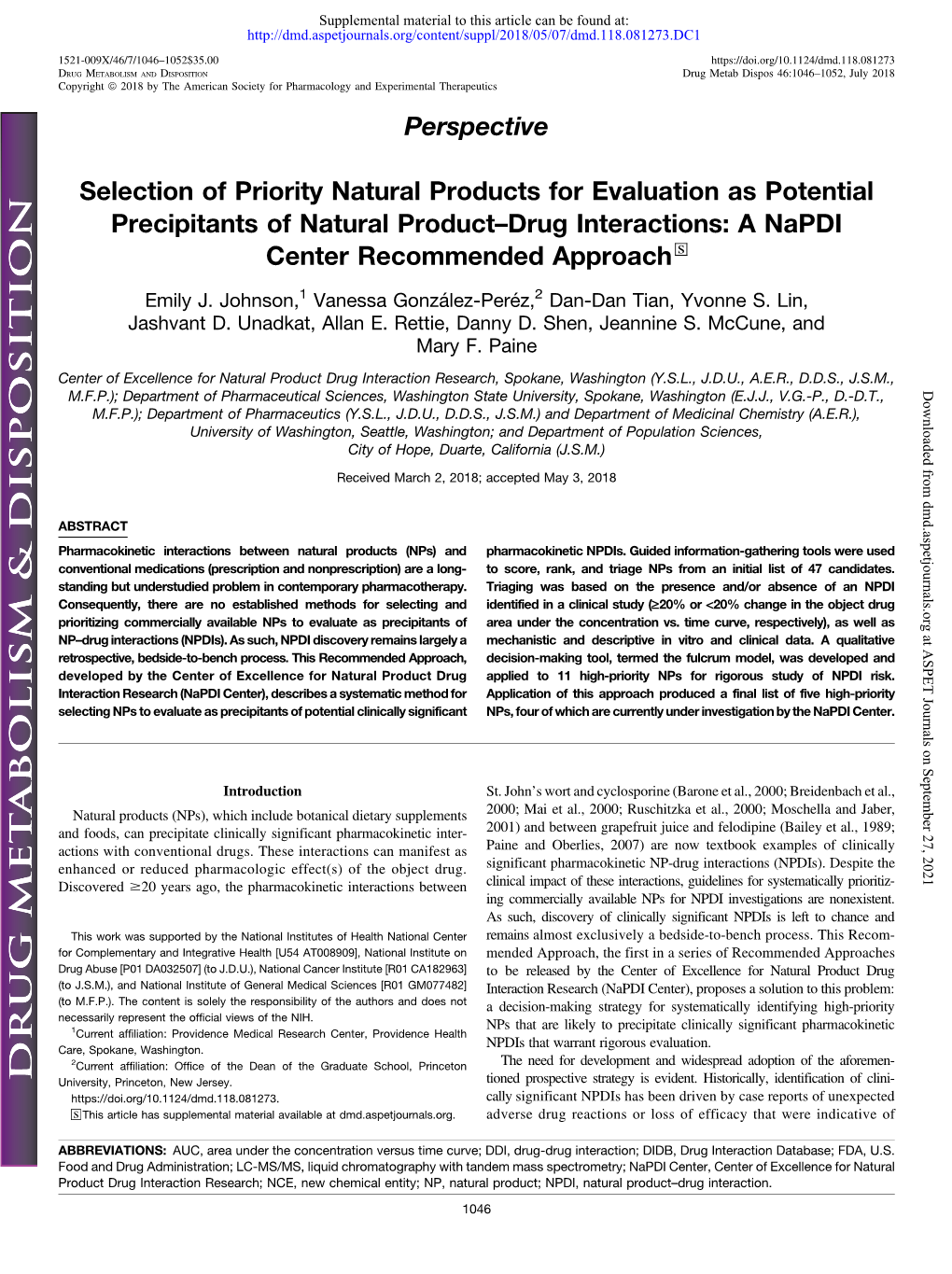 Drug Interactions: a Napdi Center Recommended Approach S