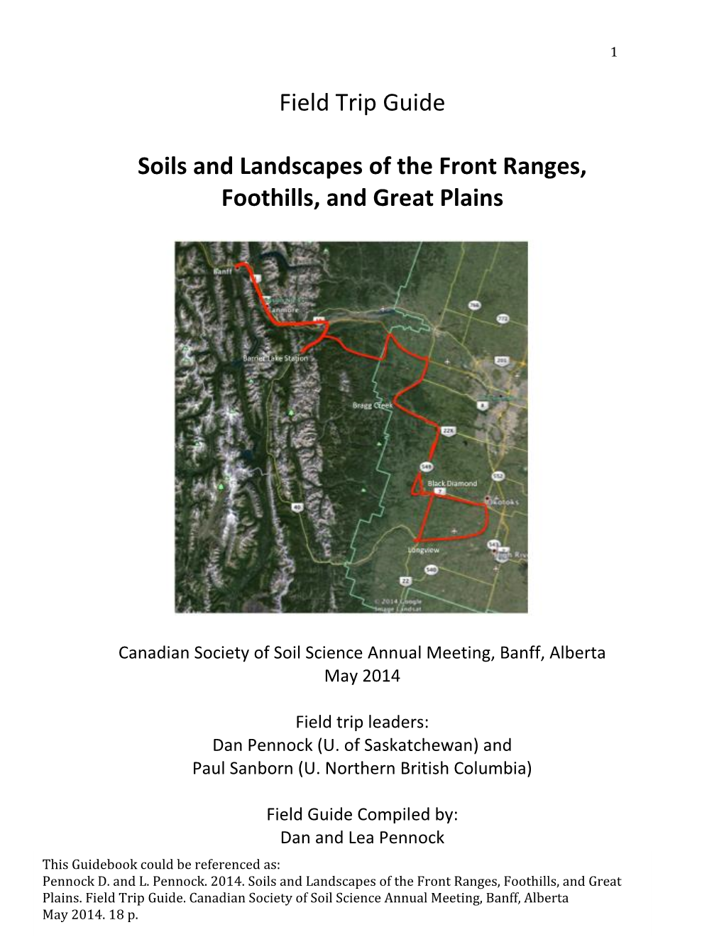 Field Trip Guide Soils and Landscapes of the Front Ranges