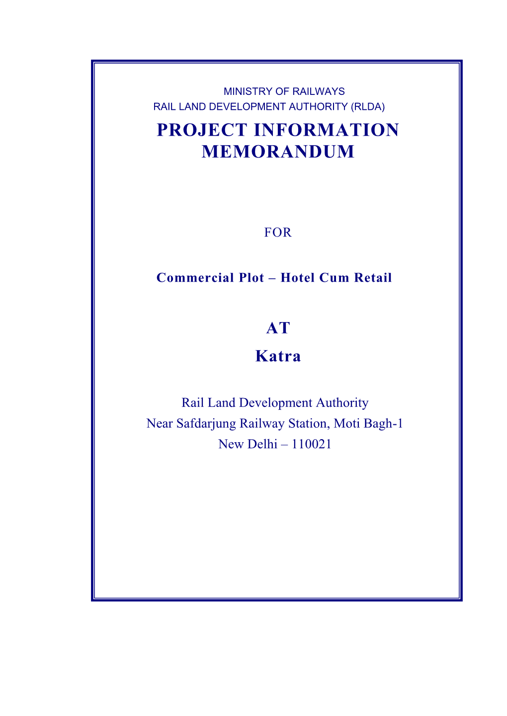 Model Request for Qualification for PROJECT INFORMATION MEMORANDUM