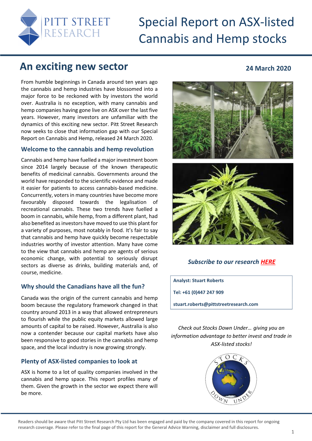 Special Report on ASX-Listed Cannabis and Hemp Stocks