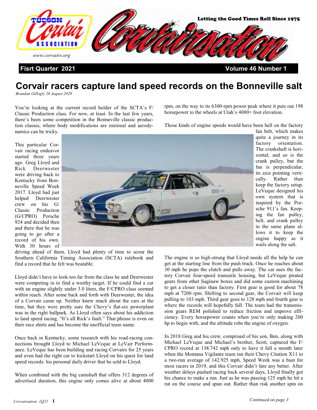 Corvair Racers Capture Land Speed Records on the Bonneville Salt Brandan Gillogly 20 August 2020