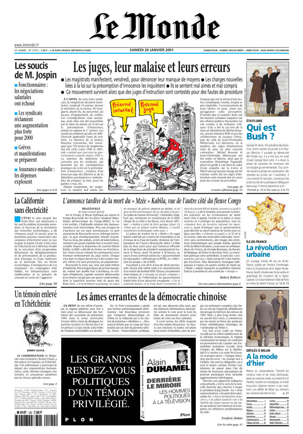 LE MONDE/PAGES&lt;UNE&gt;