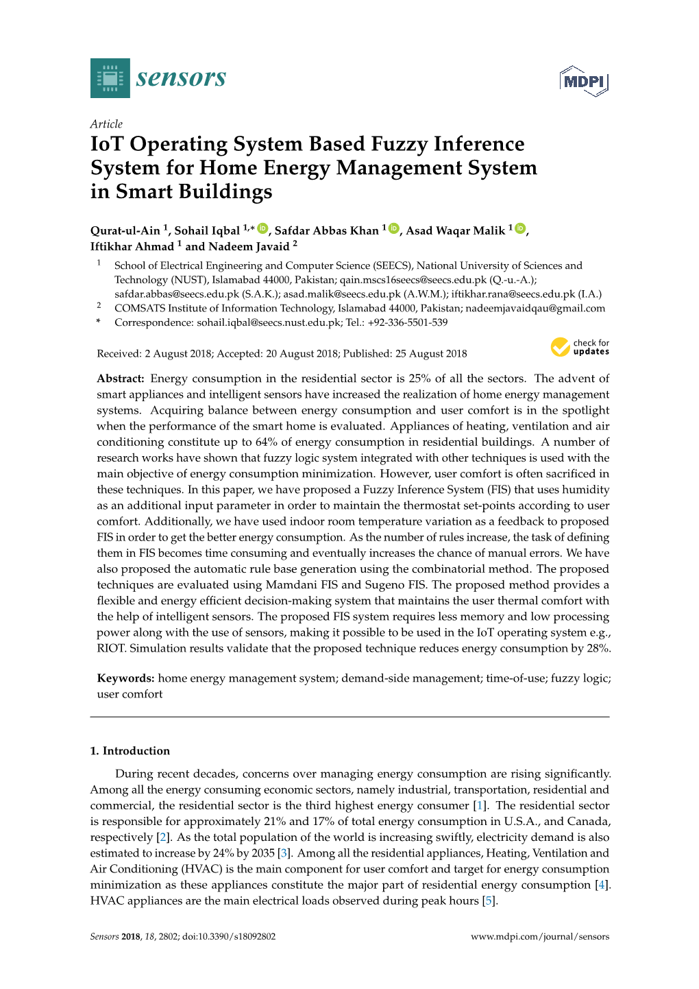 Iot Operating System Based Fuzzy Inference System for Home Energy Management System in Smart Buildings