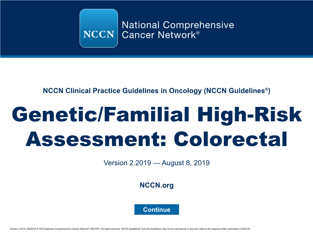 Genetic/Familial High-Risk Assessment: Colorectal