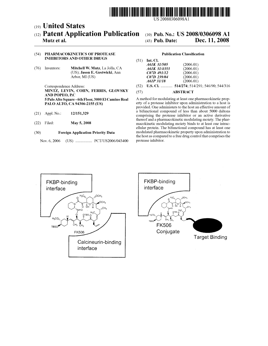 (12) Patent Application Publication (10) Pub. No.: US 2008/0306098 A1 Mutz Et Al
