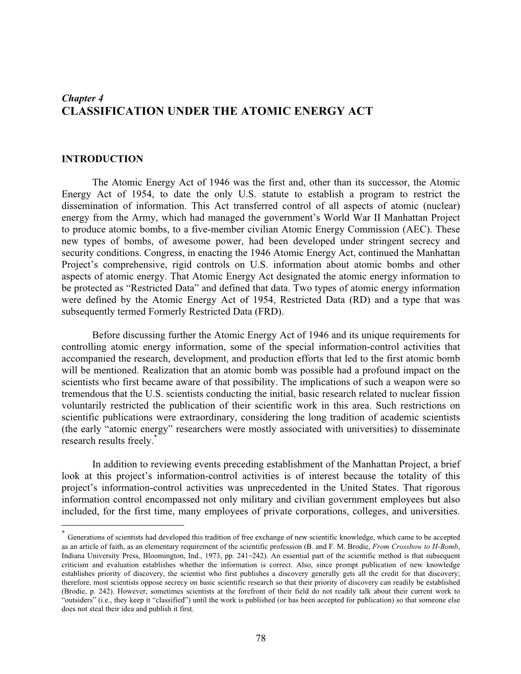 Chapter 4. CLASSIFICATION UNDER the ATOMIC ENERGY