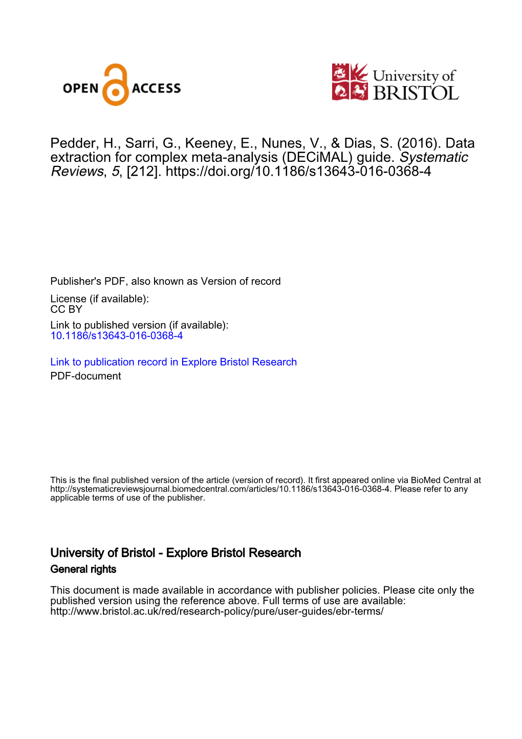 Data Extraction for Complex Meta-Analysis (Decimal) Guide