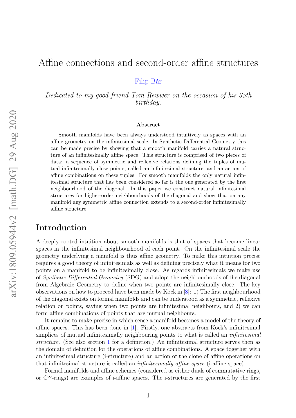 Affine Connections and Second-Order Affine Structures