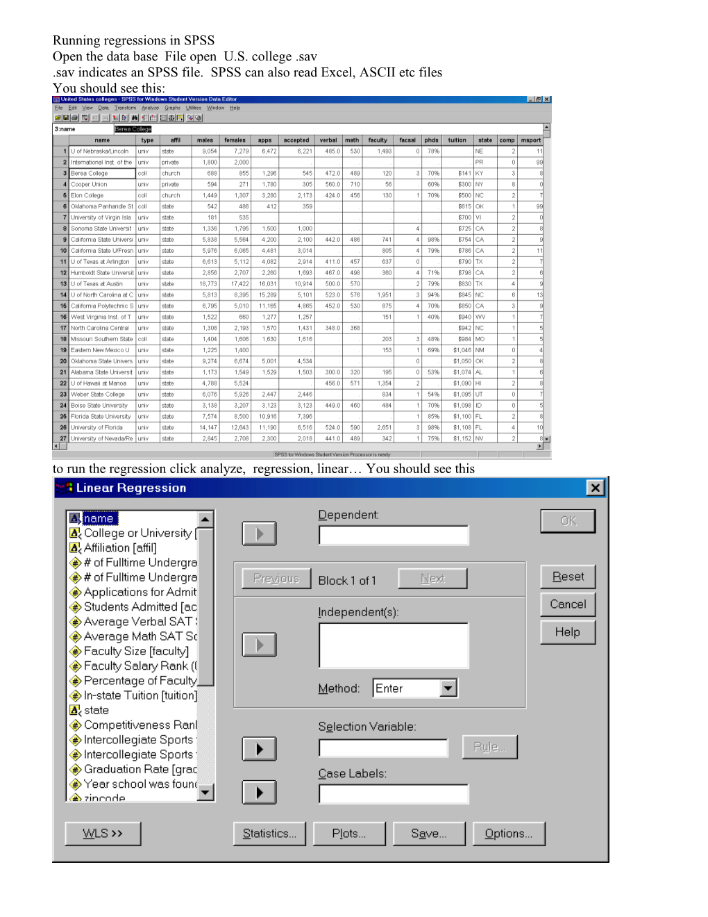 Running Regressions in SPSS