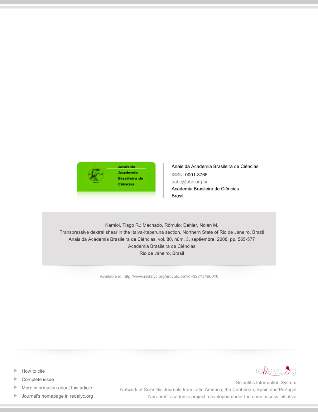 Redalyc.Transpressive Dextral Shear in the Italva-Itaperuna Section