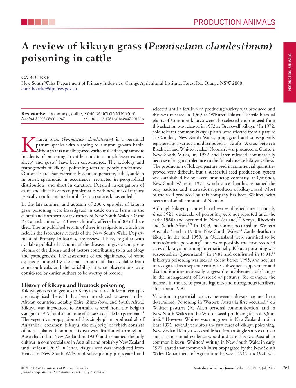 A Review of Kikuyu Grass (Pennisetum Clandestinum) Poisoning in Cattle