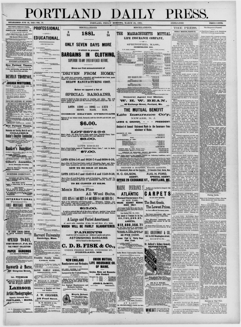 Portland Daily Press: March 25,1881