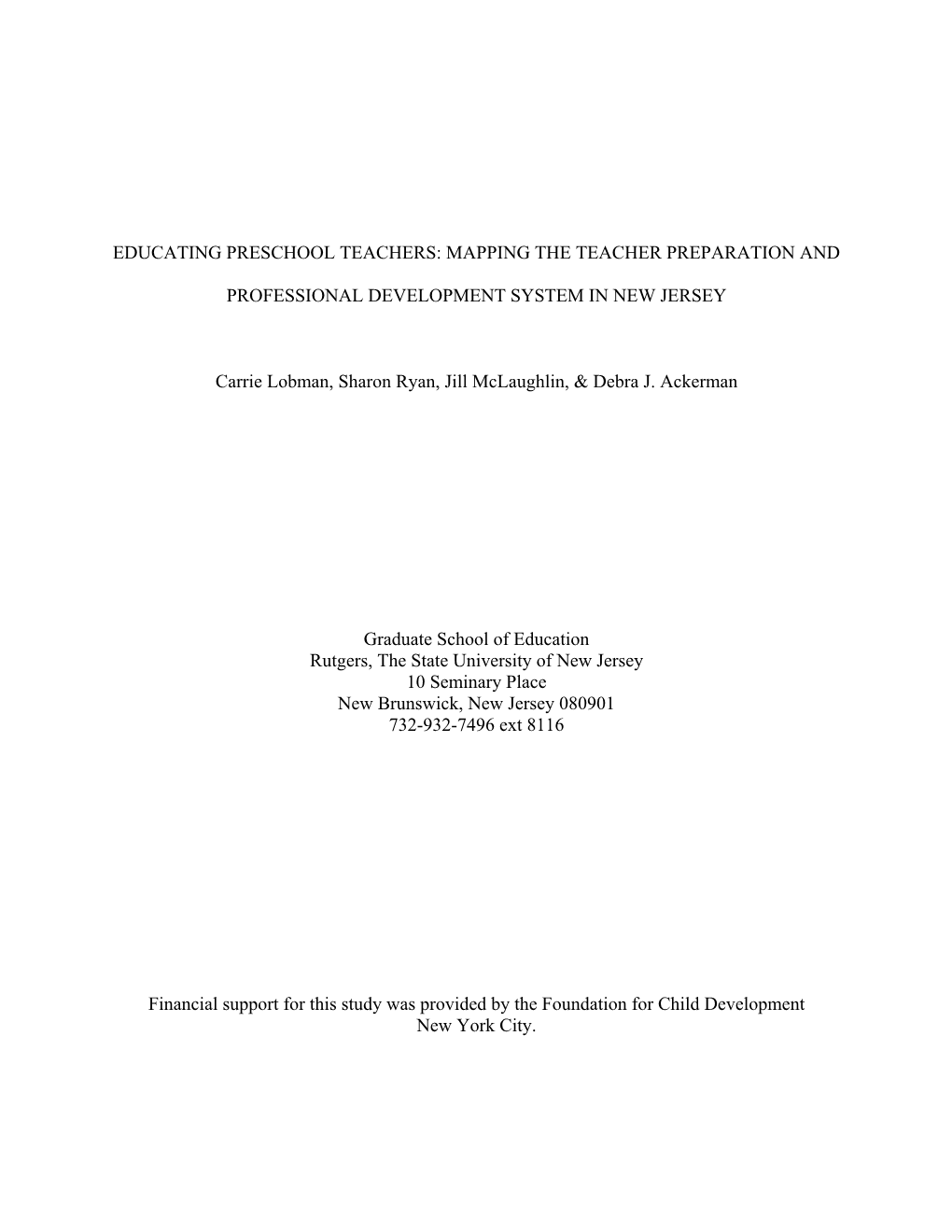 Educating Preschool Teachers: Mapping the Teacher Preparation And