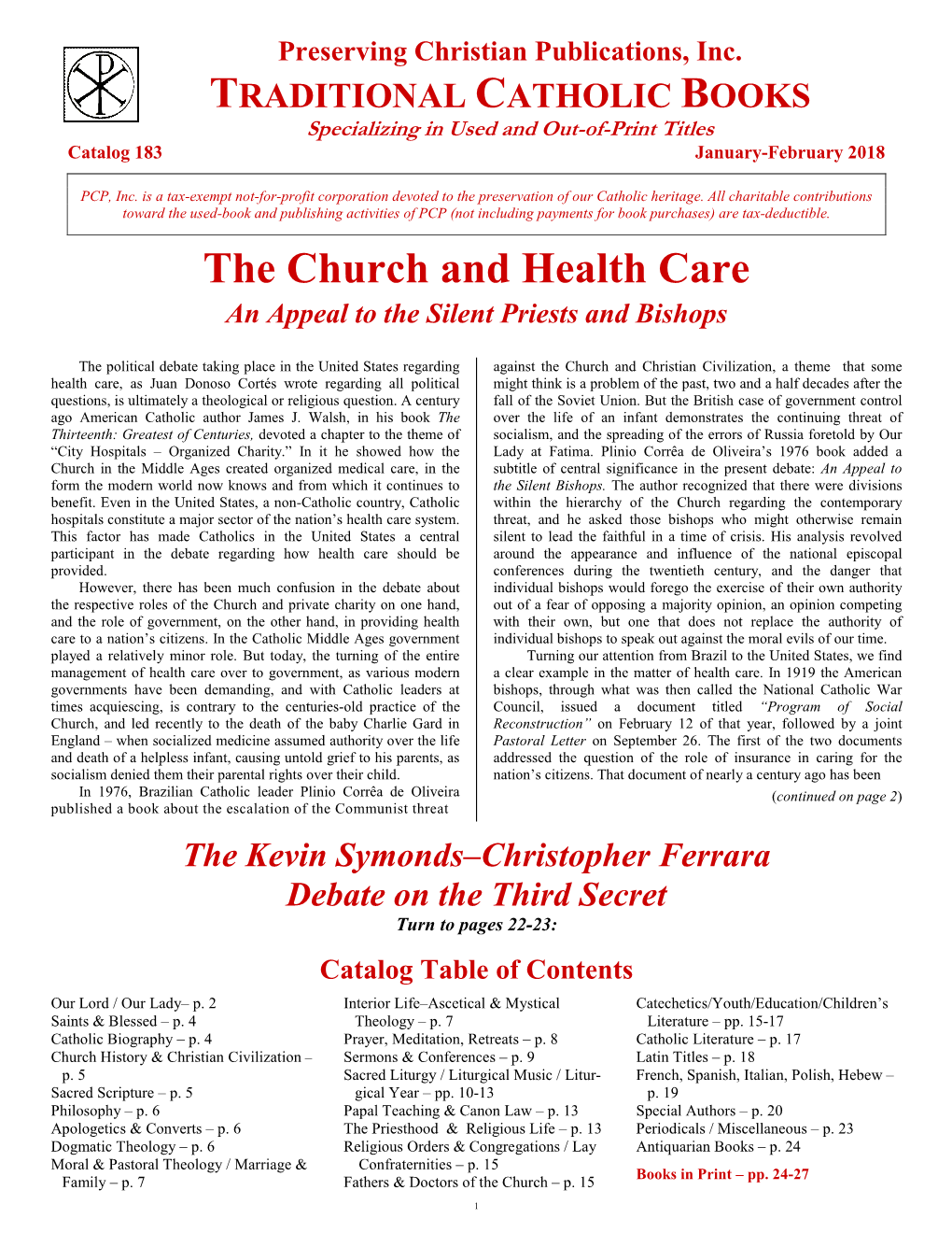 The Church and Health Care an Appeal to the Silent Priests and Bishops