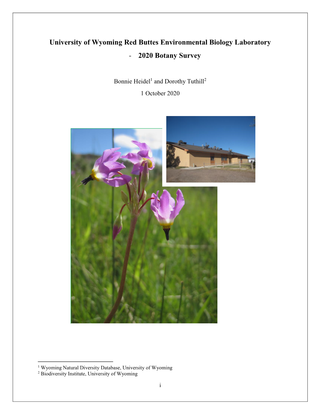 University of Wyoming Red Buttes Environmental Biology Laboratory - 2020 Botany Survey