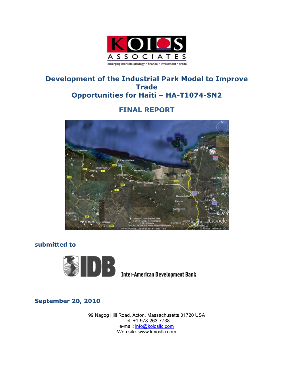 This Document Is the Interim Report for IDB Contract No