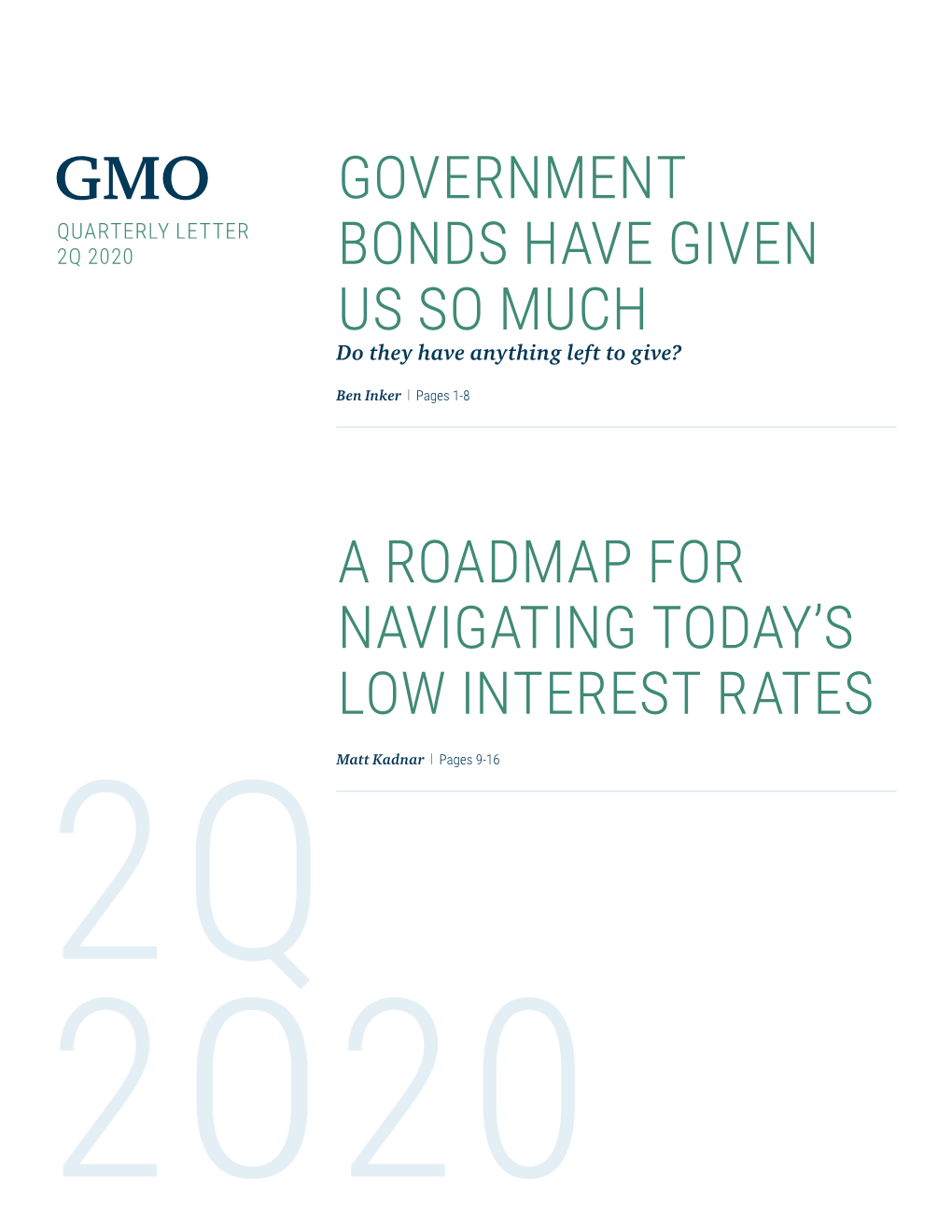 Government Bonds Have Given Us So Much a Roadmap For