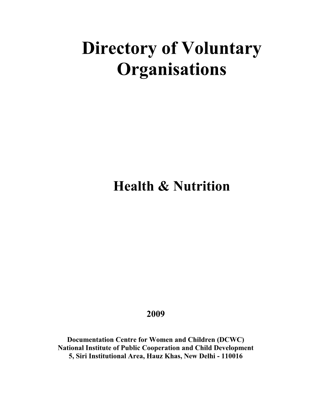 Health and Nutrition