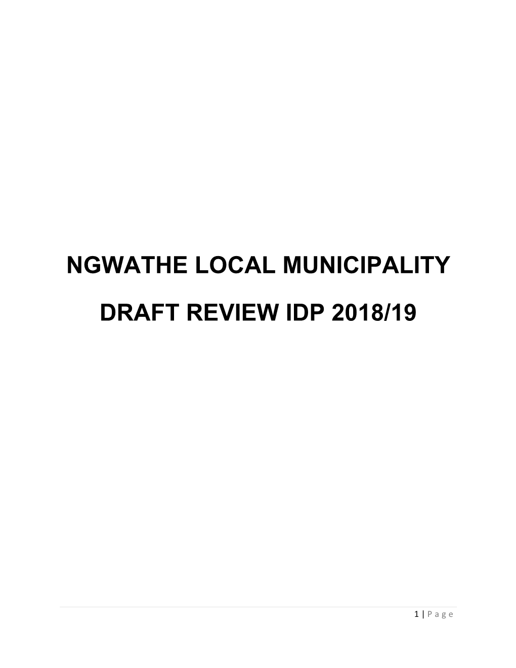 Ngwathe Local Municipality Draft Review Idp 2018/19