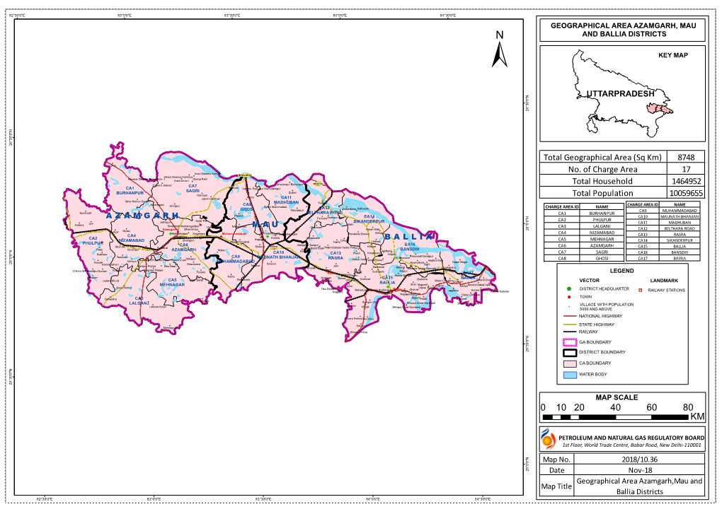 Azamgarh, Mau and Ballia Districts ± Key Map N