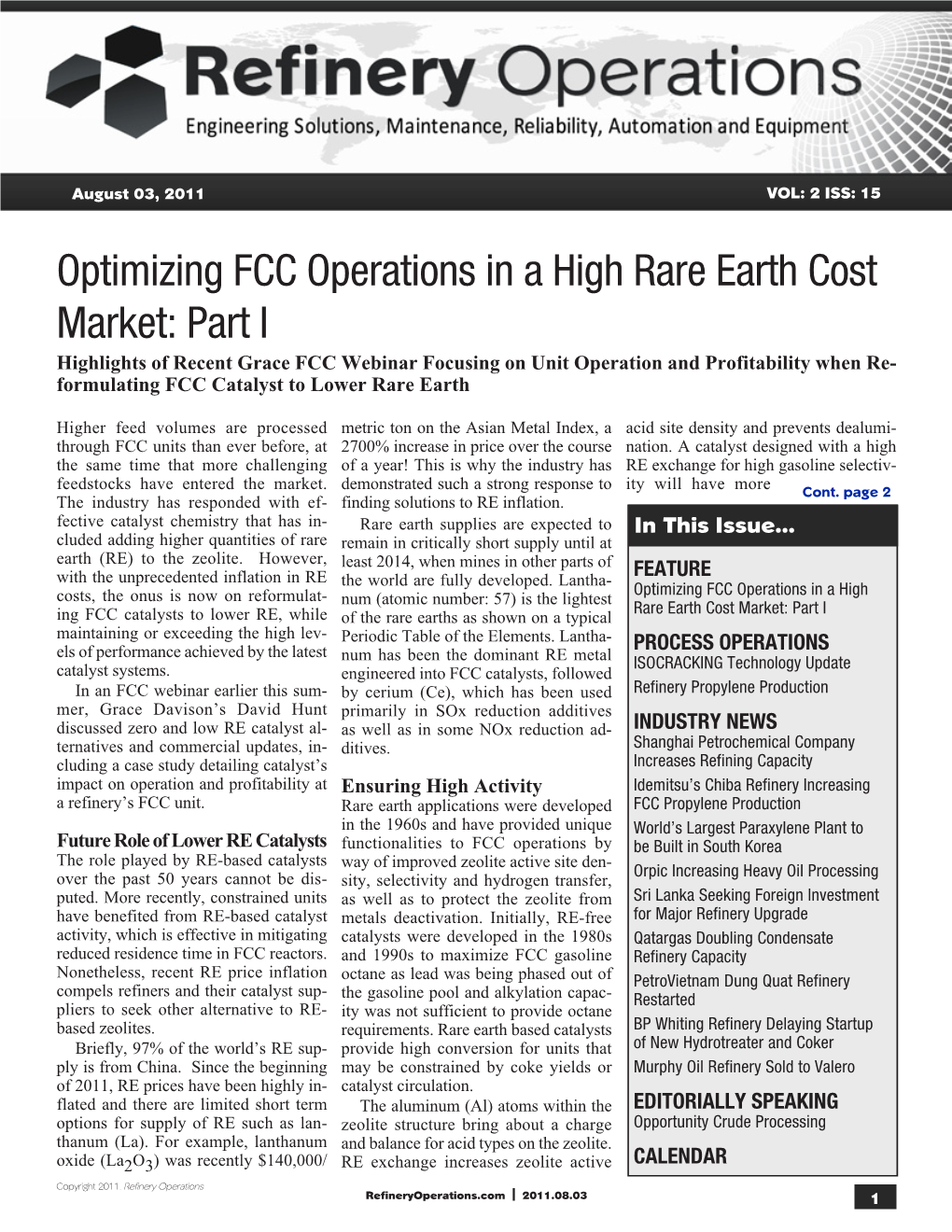 Optimizing FCC Operations in a High Rare Earth