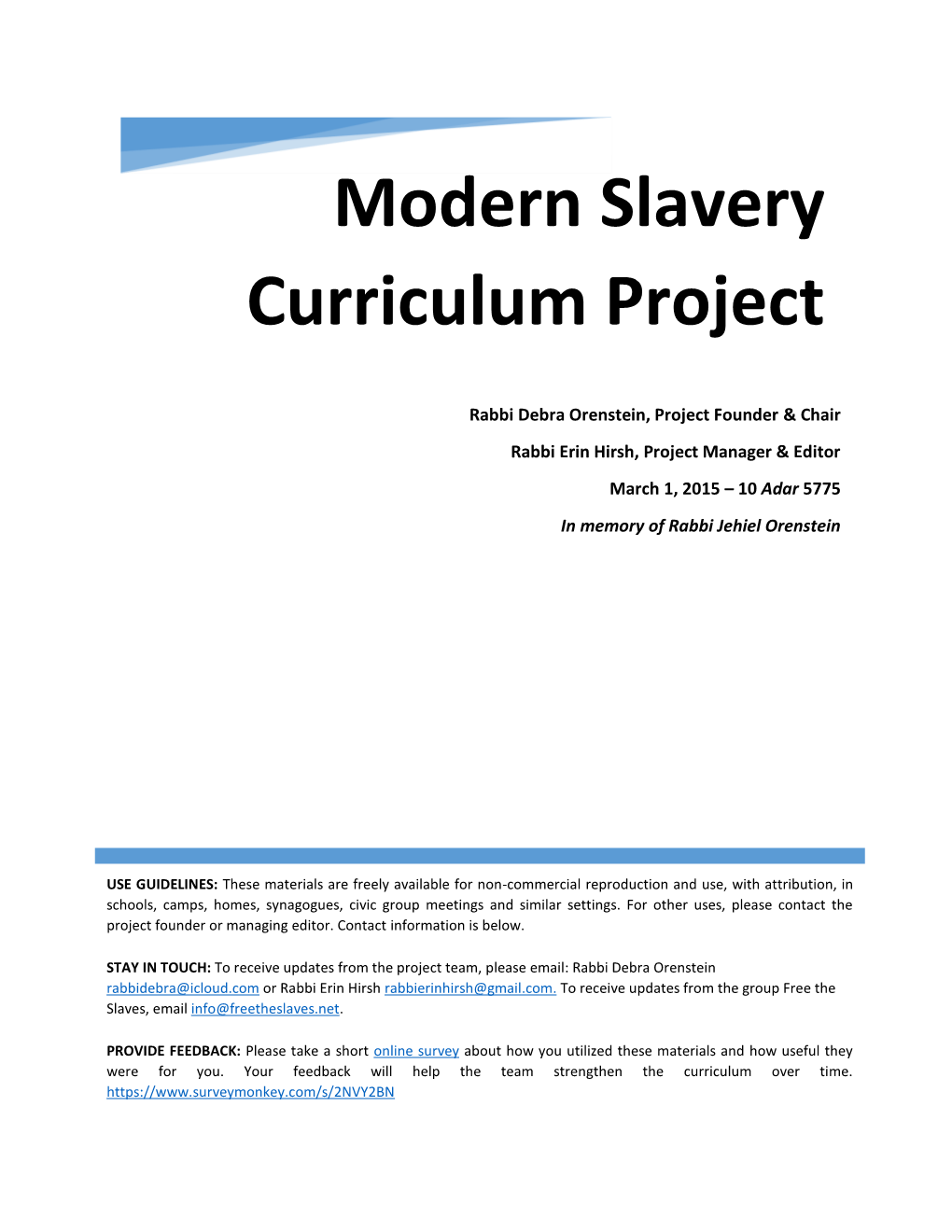 Modern Slavery Curriculum Project