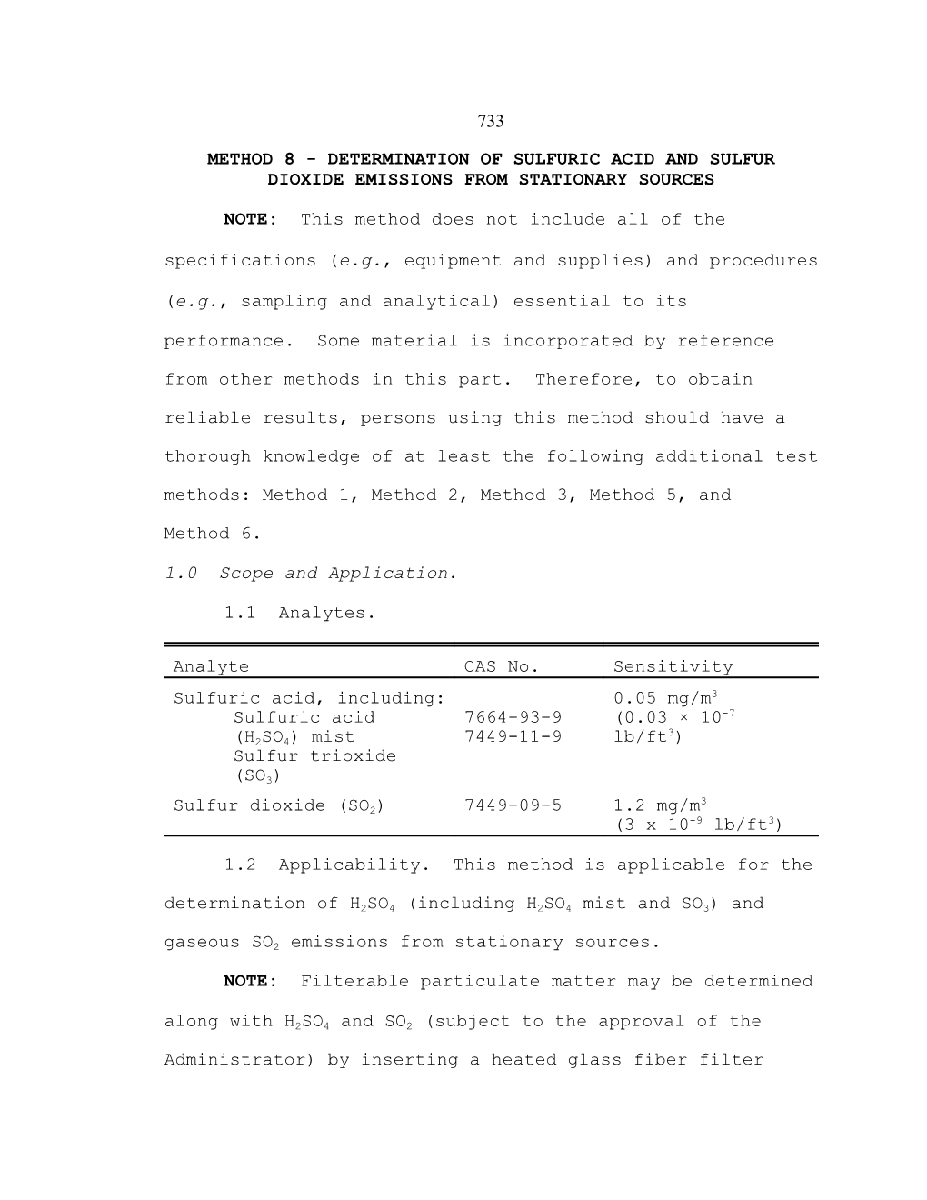 EPA Method 8: Determination of Sulfuric Acid and Sulfur Dioxide