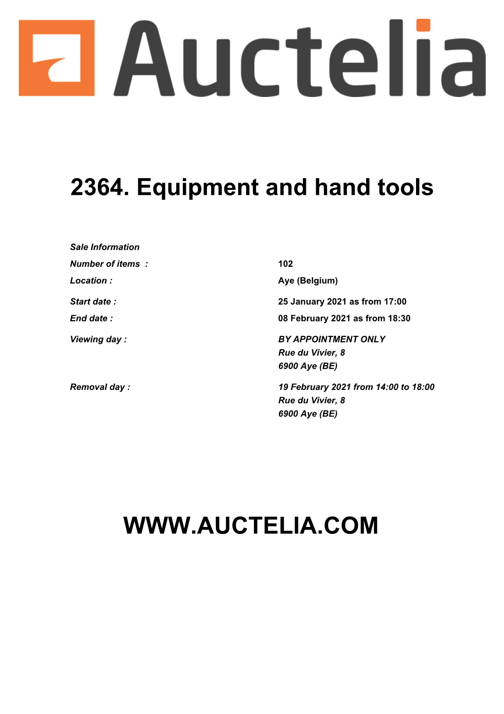 2364. Equipment and Hand Tools