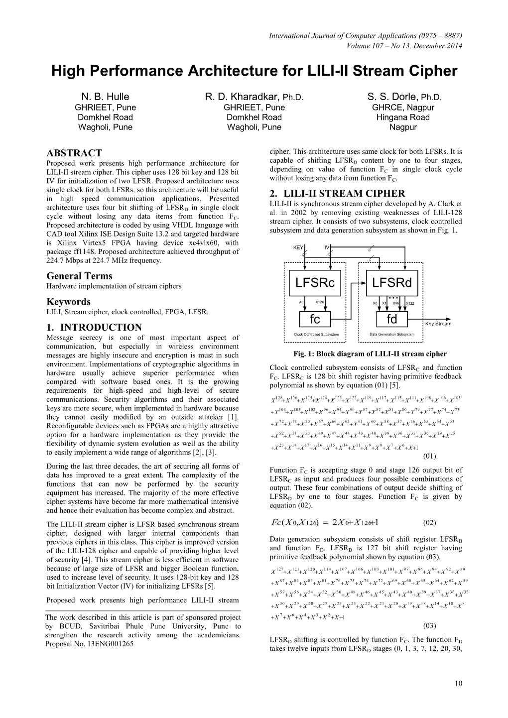 High Performance Architecture for LILI-II Stream Cipher