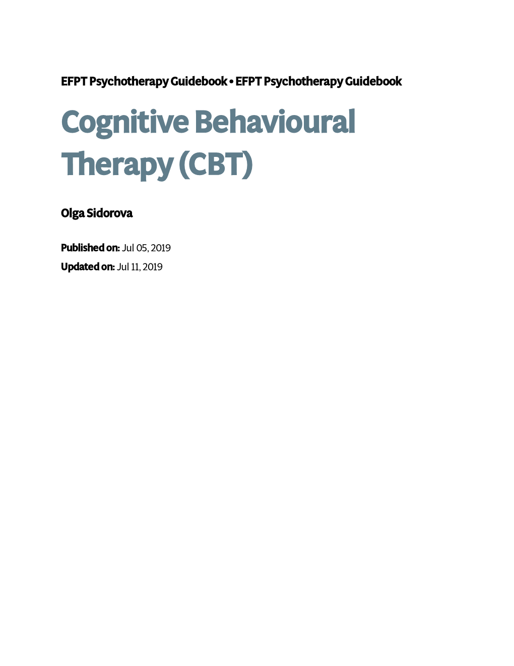 Cognitive Behavioural Therapy (CBT)