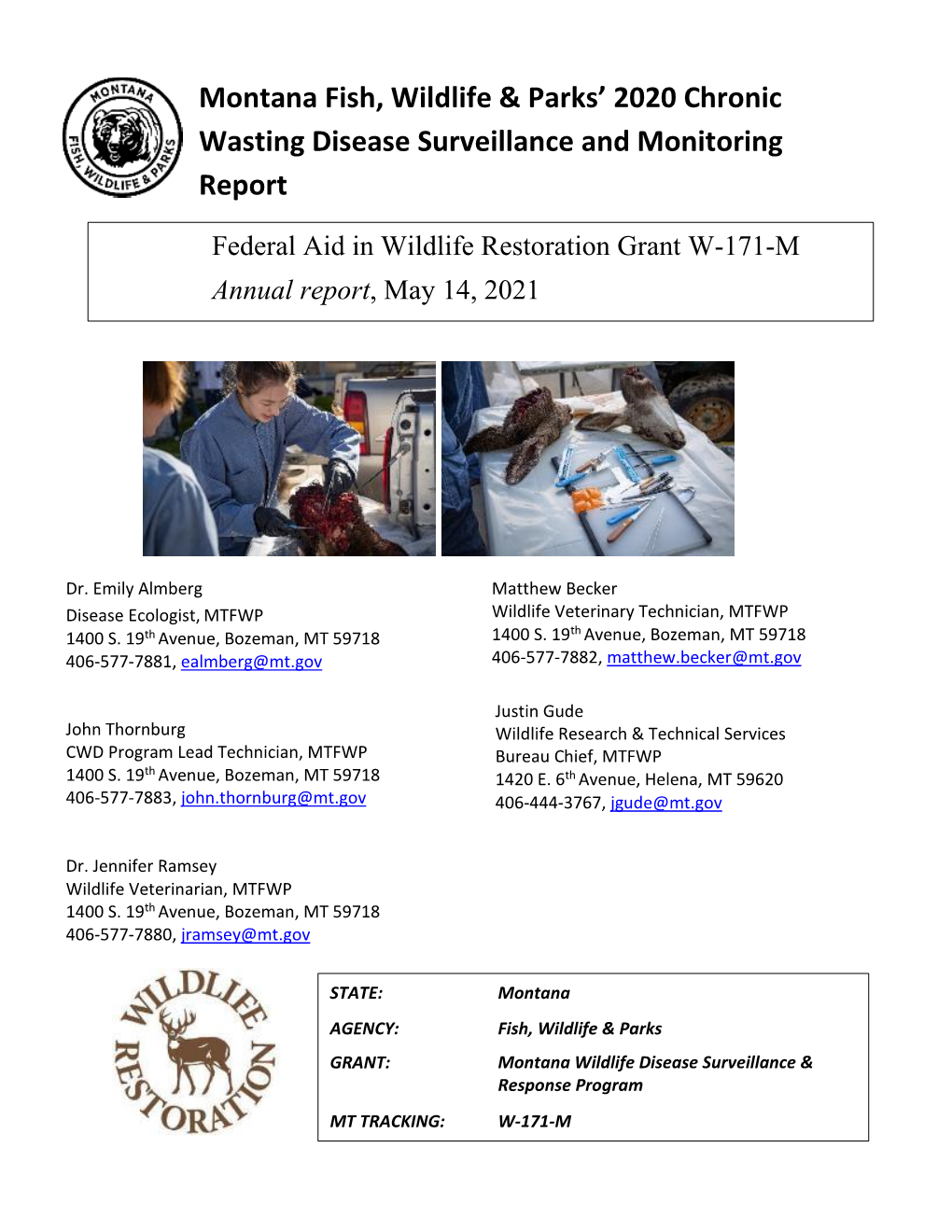 Montana Fish, Wildlife & Parks' 2020 Chronic Wasting Disease