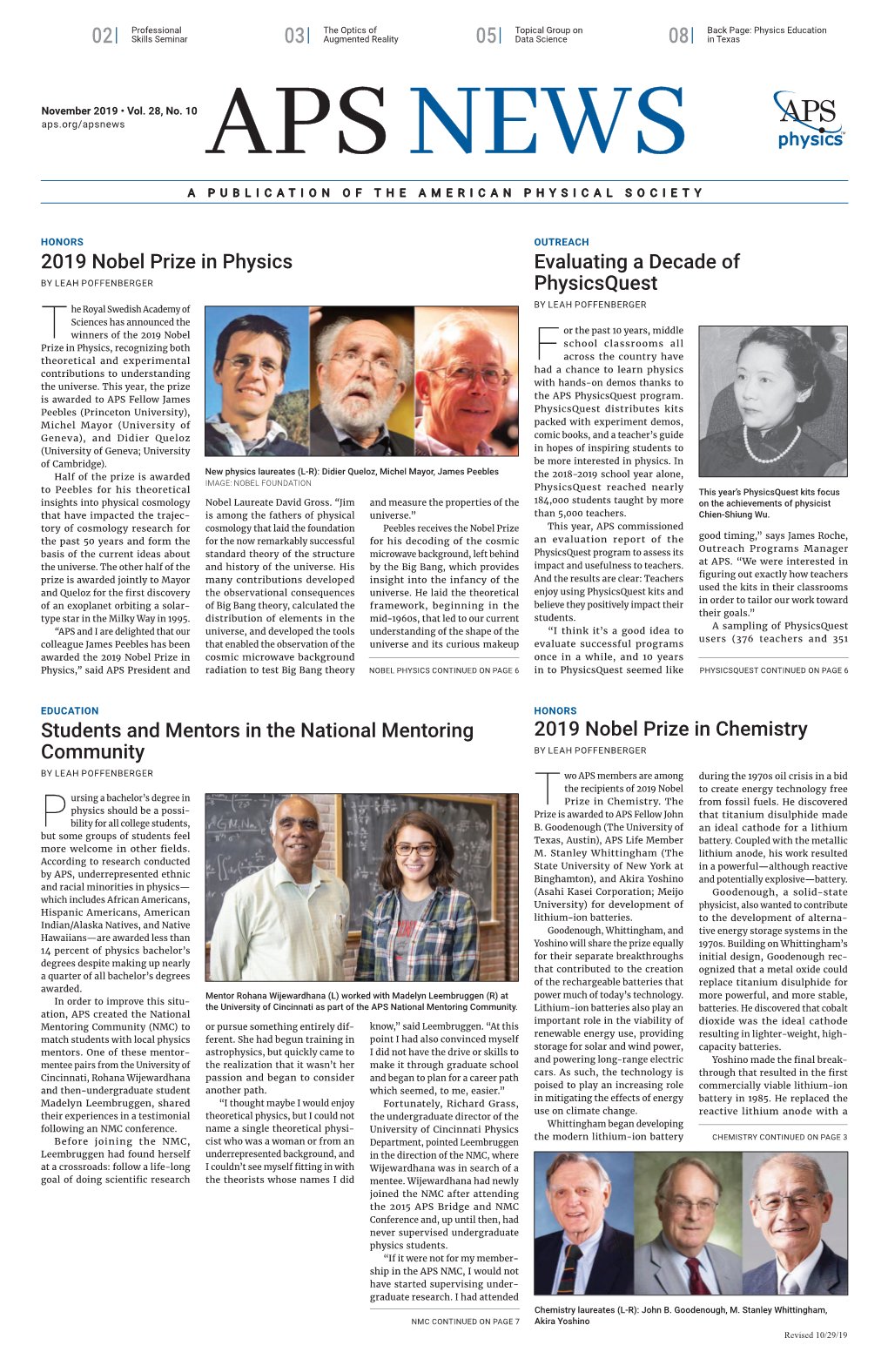 APS News November 2019, Vol. 28, No. 10