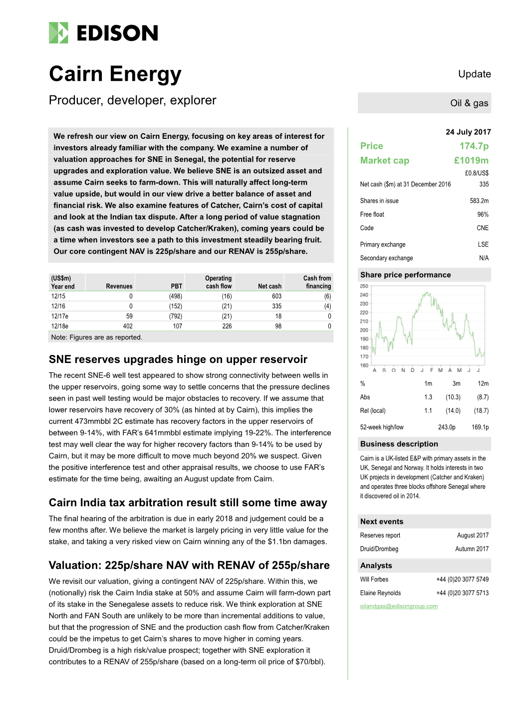 Cairn Energy Update