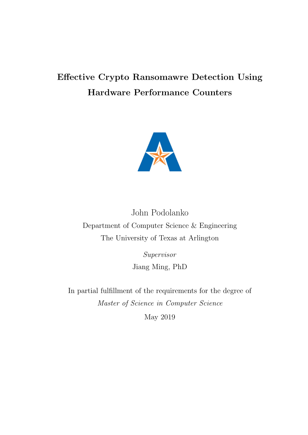 Effective Crypto Ransomawre Detection Using Hardware