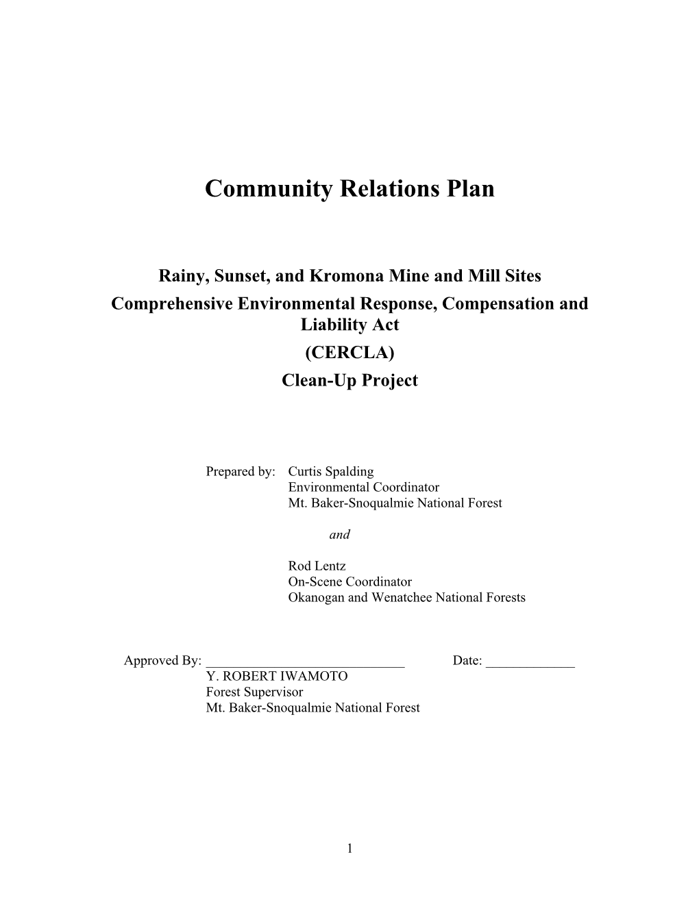 Community Relations Plan