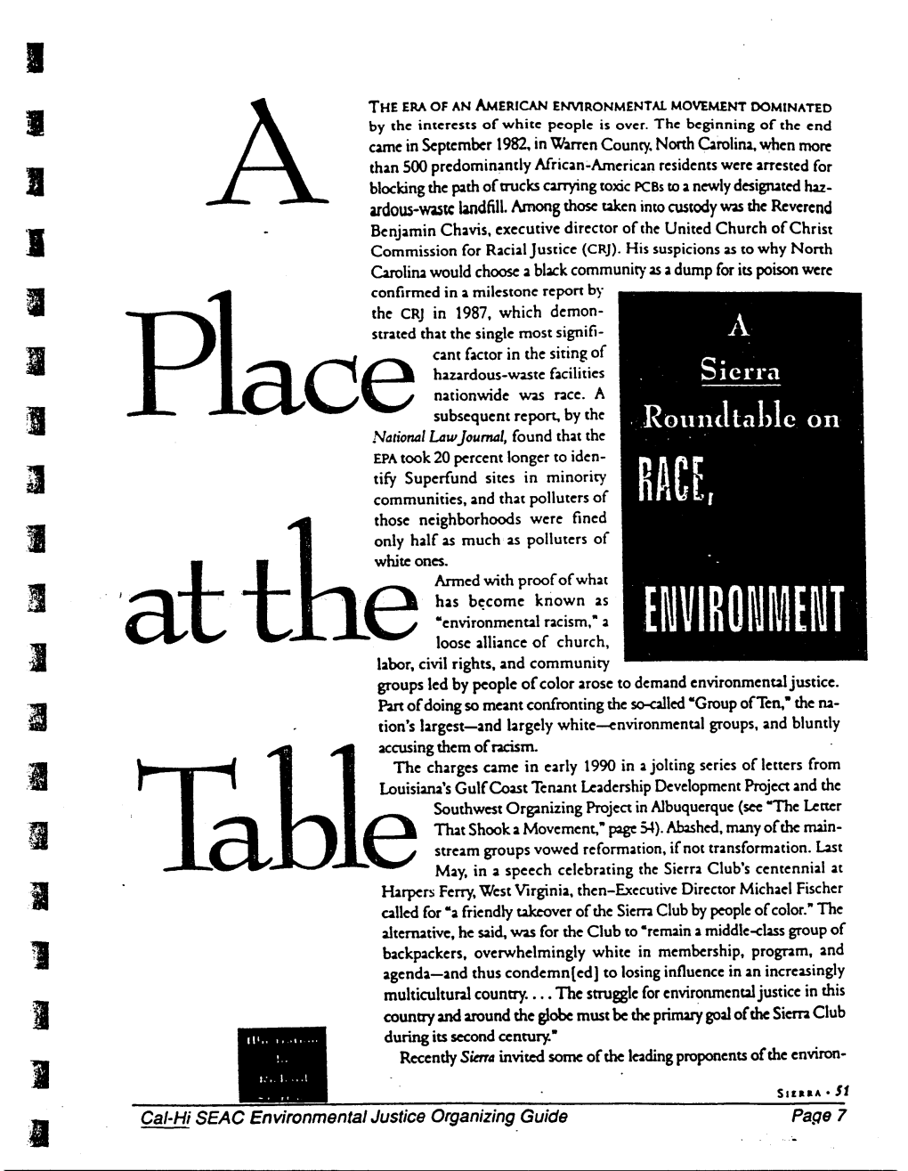 A Place at the Table: a Sierra Roundtable on Race And