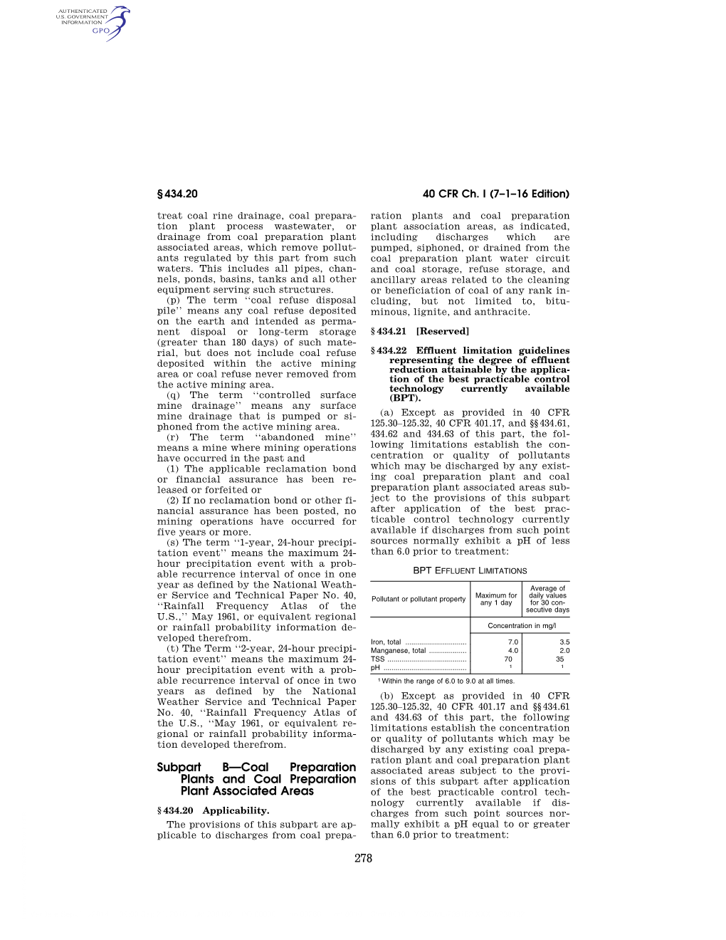 278 Subpart B—Coal Preparation Plants and Coal Preparation Plant