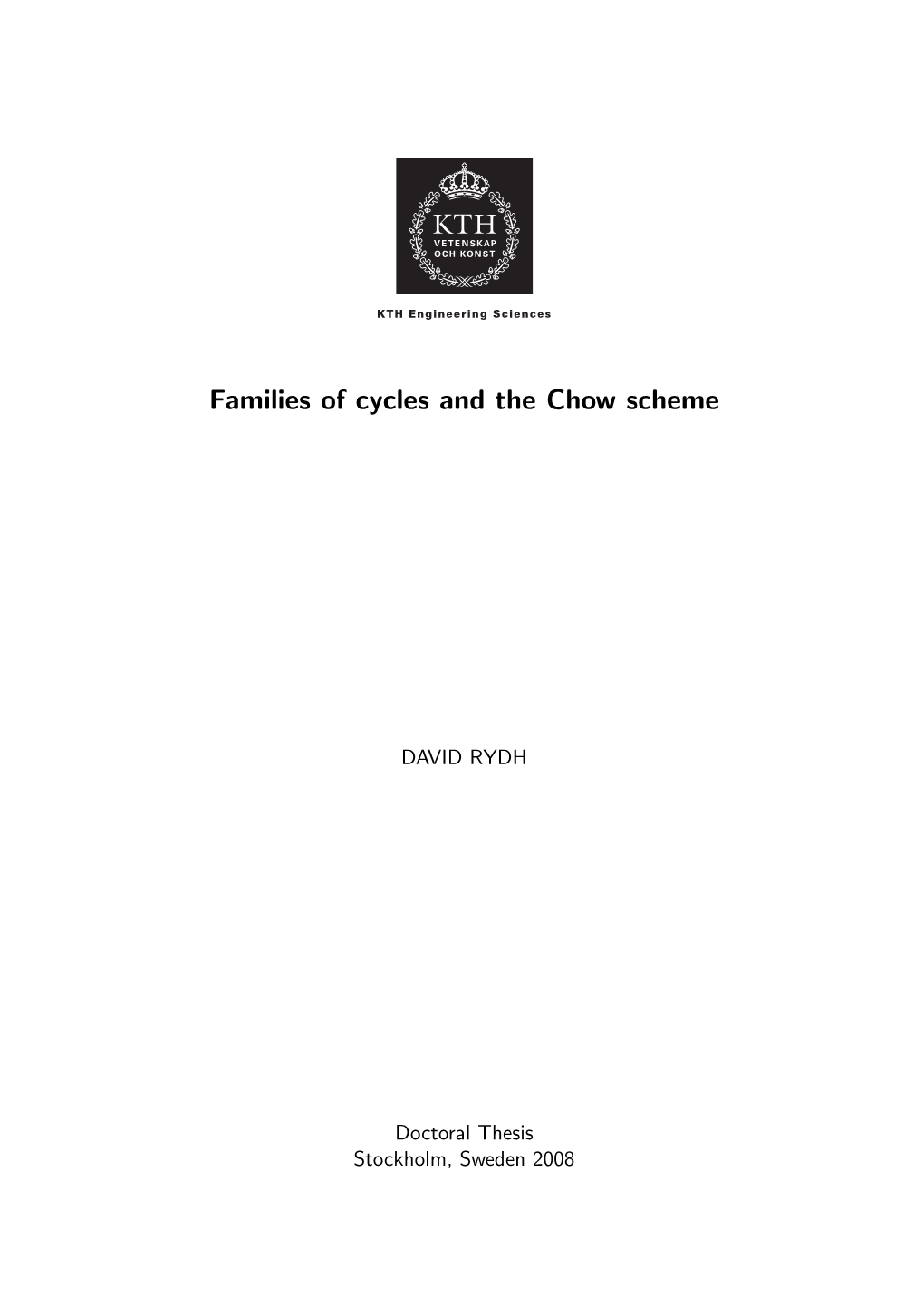 Families of Cycles and the Chow Scheme